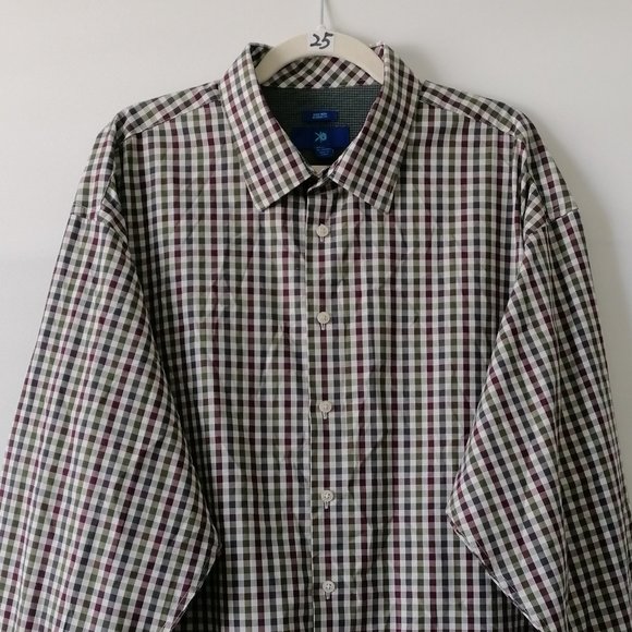 Egara Mens Multicolor Non-Iron Classic Fit Gingham Button Up Shirt Size 2X - Picture 2 of 6